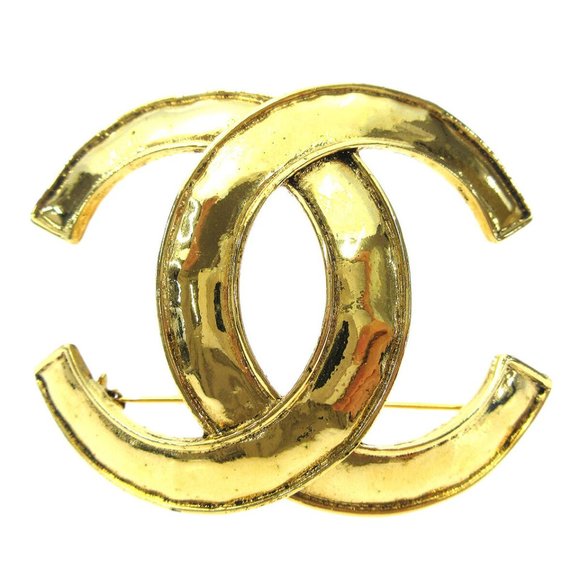 CHANEL CC Logos Brooch Pin Corsage Gold - Picture 1 of 8